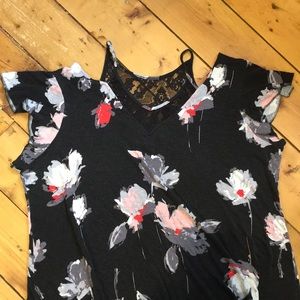 Cold Shoulder Floral and lace top